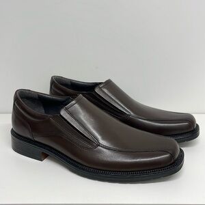 New Mens Franco Fortini Keith Brown Leather Slip-On Dress Shoes | size 9